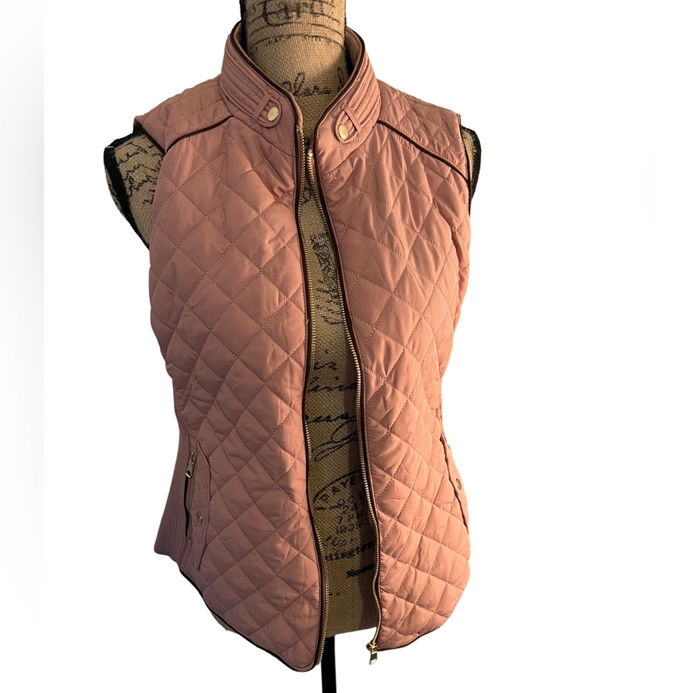 Love Tree dusty rose quilted vest NWT